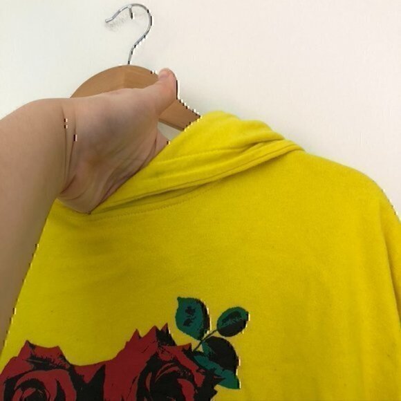EMPYRE Freida Over You Rose Hoodie Yellow Red Floral Fleece Sweatshirt Small S - Picture 6 of 10